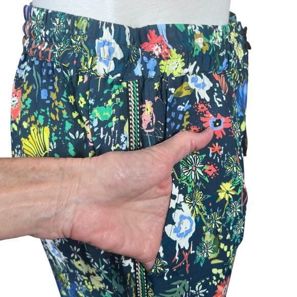 Lior Paris Floral Palazzo Pants w/Side-Seam Trim & Tie-Waist Oversized S fits M - Picture 5 of 10